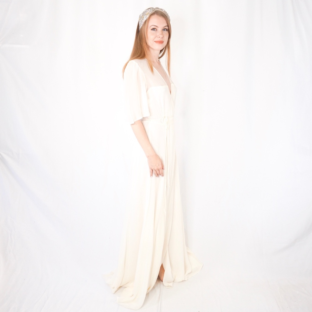 REFORMATION Julienne Ivory Bridal Wrap Dress 1188 - Picture 3 of 8